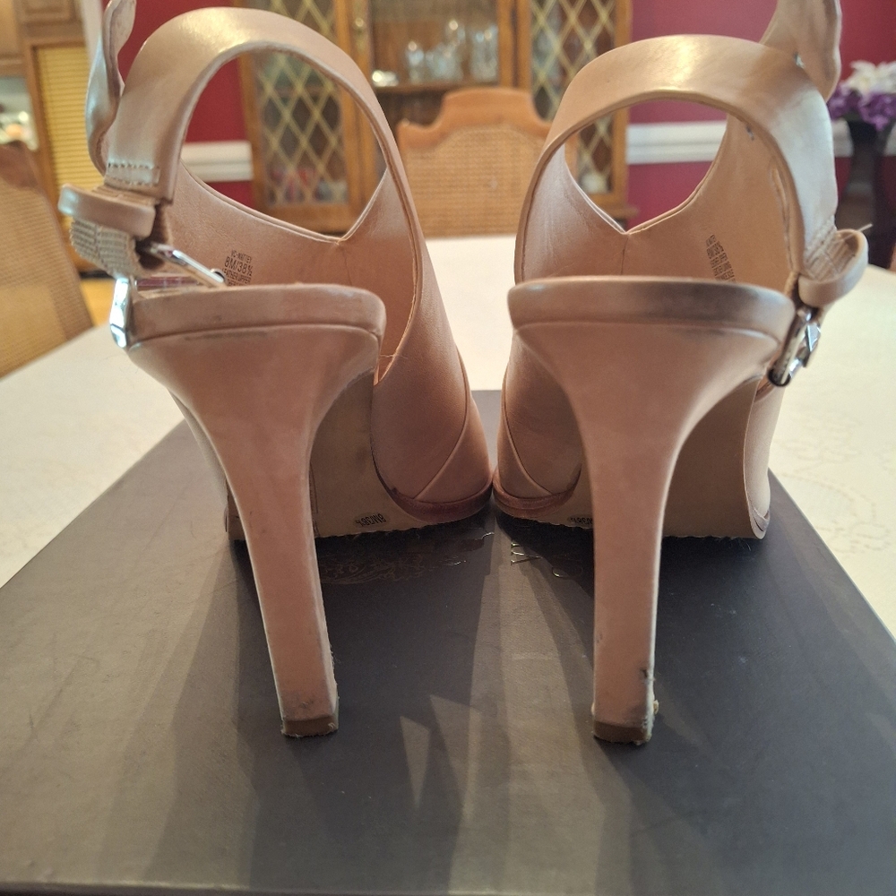 Vince Camuto Cream Peep-Toe Heels - Picture 3 of 5